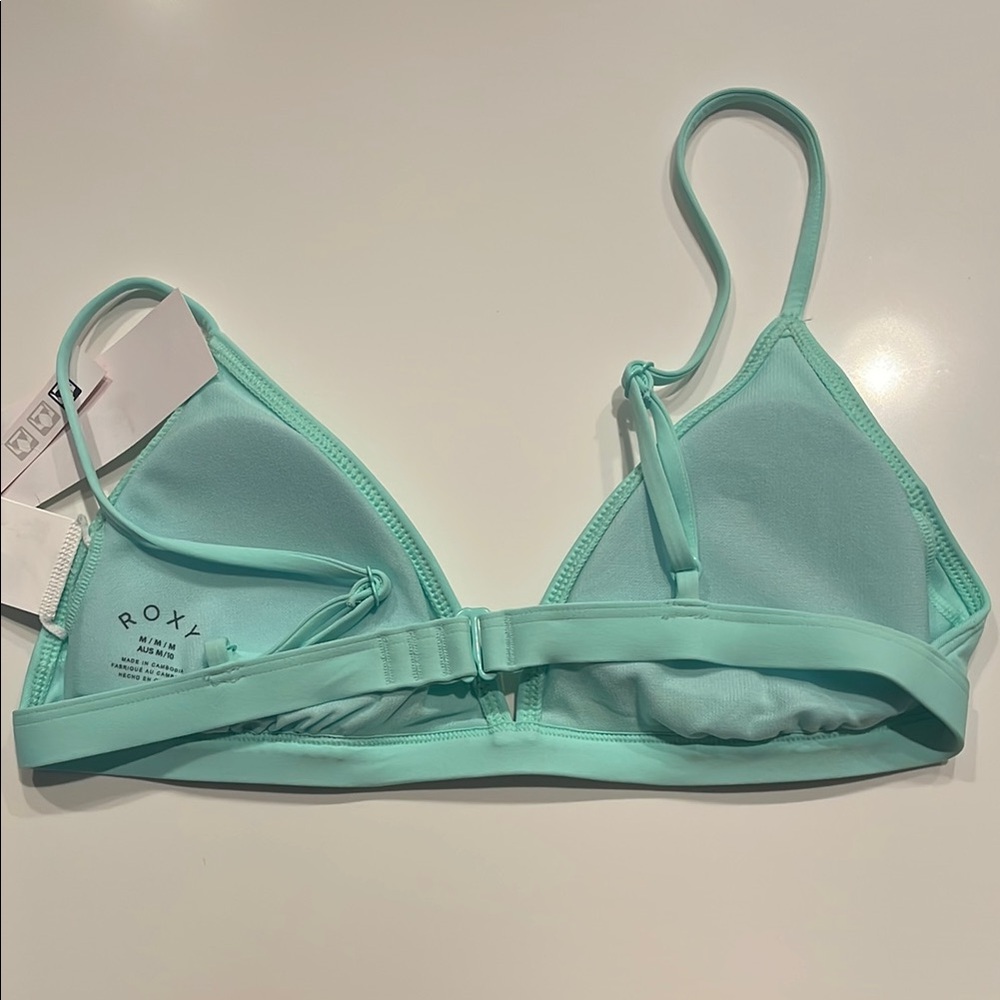 🌿Roxy Mint Green Bikini Top Medium NWT Adjustable Straps Clasp Back - Picture 4 of 7